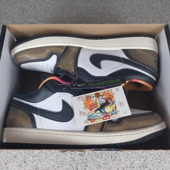 Nike Air Jordan 1 Low Wear-Away Yellow Sneakers - Men's Size 10.5 & 11 Shoes - Picture 7 of 11